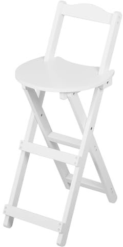 uyoyous Barhocker Klappbarer Bambus Küchenstühle mit Rückenlehne Fußstütze Barstuhl für Küche Haus Garten Bar, 61cm Sitzhöhe, Weiß