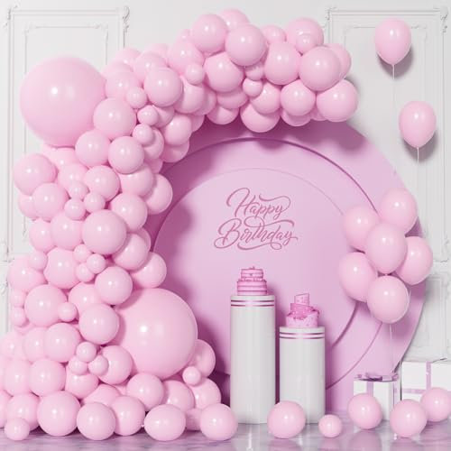 Unisun Palloncini Rosa Pastello, 130 Pezzi Palloncini Macaron Rosa Kit Arco Ghirlanda, 5/10/12/18 Palloncino Baby per Donne Ragazze Compleanno Matrimonio Compleanno Baby Shower Festa