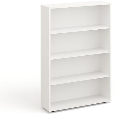 KOMTO Regal 80 cm breit Weiß - Bücherregal mit 4 Ebenen und Höhenverstellbare Regale, Standregal, Aufbewahrungsregal | Bookshelf Lumo 80 x 120 x 24 cm (BxHxT)