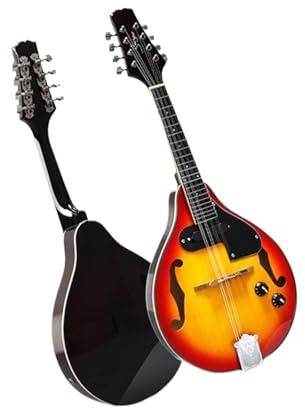 Anfänger Mandoline-Instrument Elektrische Mandoline Top Fichte Akustikgitarre 8 Saiten Hochglanz Hohl F Schallloch Sunburst Mandoline