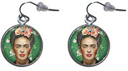 Edelstahl hängende Ohrringe, Durchmesser 20mm, handgemacht, Illustration Icon Feminist