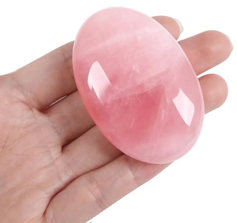 Quarzo Rosa Pietra Naturale Trasparente Pietre di Quarzo Rosa, Pietre Curative Terapeutiche, Pietre di Cristallo per Meditazione, Chakra Bilanciamento, Forma Ovale Cristallo Spa Pietra Energetica