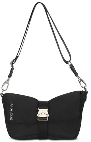 Expatrié Kleine Handtasche Damen Schwarz - Bobby - Crossbody Puffer Bag aus Nylon - Umhängetasche mit Schnalle & Reißverschluss - Puffy Nylontasche - Wasserabweisend