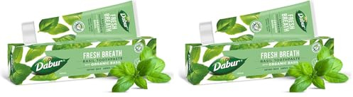 Dabur Basil Organic Toothpaste - 100g | for Fresh Breath | Natural Oral Care with Basil Extracts | Refreshing Mint Flavor Promotes Oral Health and Hygiene (Pack of 2)