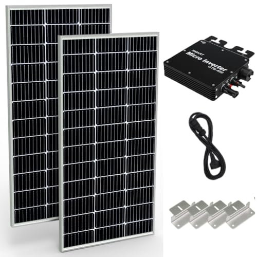 FEDAPURY Centrale solaire de balcon 400 W Plug & Play - Kit complet de prise de courant - Panneau solaire photovoltaïque de 100 W - Micro onduleur 400 W