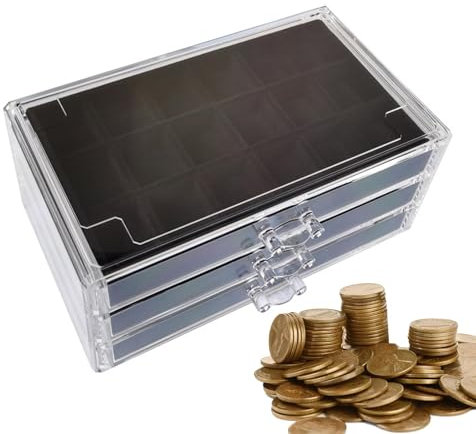 Wezalget Rock Collection Vitrine,Kristallvitrine | Kristallregal mit 54 Fächern,3-lagige visuelle Acryl-Edelstein-Vitrine für Steine, Muscheln, Miniaturen, Abschluss-Souvenirs und Schmuckstücke