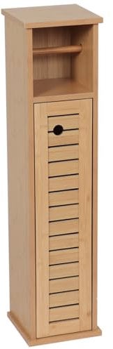 TENDANCE Meuble Réserve et Dérouleur de Papier WC 1 Porte et 1 étagère H 75 cm - Naturel