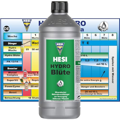 Hesi Hydro Bloom 1L – Hochwertiger Hydro Dünger für Blühphasen – Effektiver Hydrodünger für Hydrokultur & Hydroponik – Speziell für Zimmerpflanzen in Hydrokultur – Nährstoffreich & Wachstum fördernd