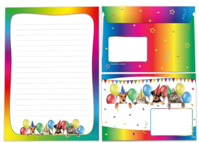 Briefpapier-Set Briefblock mit Umschlag für Mädchen Jungen Kindermotiv Katzen und Hunde Briefbögenblock liniert (Block A5 mit 25 Blätter + 15 Umschläge)