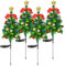 Solar Xmas Tree Lights - Outdoor Waterproof LED Christmas Decorations with Bow Bell, 4PCS