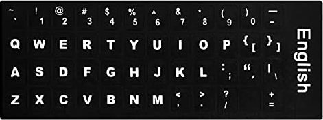 Lotsdonxia Schwarze Ersatz-Aufkleber mit weißem Text für eine Standard-Apple-Laptop-Tastatur – ideal zum Anpassen oder Erneuern Ihrer Schlüssel-Etiketten