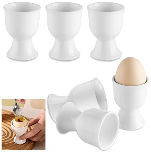 GVPOELR Eierbecher Porzellan, 6er Eierbecher Weiss Porzellan, Egg Cup Holder, Eierständer Eierschale, Eierbecher Weiß Porzellan Eierbecher Keramik, Eierhalter Stapelbar, Frühstück Gekochtes