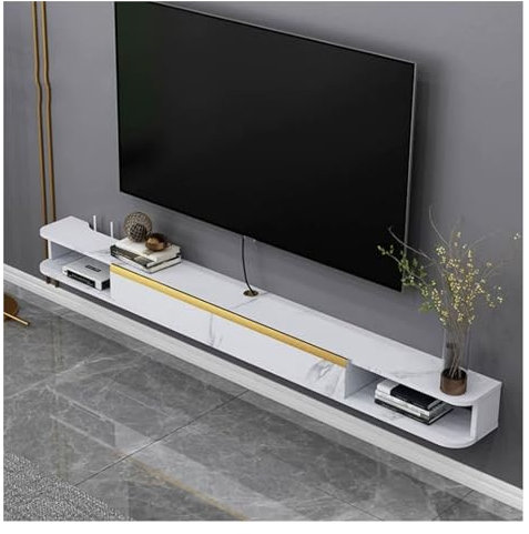 Wall-Mounted TV Cabinet Wall Mounted Floating TV Stand, Modern Under TV Floating Shelf with Flip Down Door and Open Storage Shelf, Entertainment Center Console Cabinet with Storage for Living Room Bed