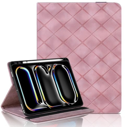 Vaitasy Custodia per iPad Pro 11 2024 (M4) 11 Pollici con Pencil Holder, Flip Pelle PU Tablet Case con Supporto Funzione Custodia per iPad Pro 11 2024 - Rosa
