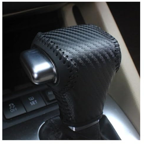 Für VW Für Golf 6 Für Passat Für Tiguan Für Touran Automatische Schaltknauf Fall Schwarz Leder Auto Getriebe Kopf Schaltkragen Abdeckung Gang Hebel Schalthebelknauf(Carbon with Black)