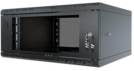 Stalflex 4U Wall Mount Server Cabinet - Network Rack Enclosure with Lockable Door - Network Cabinet 450mm Depth for 19” IT Equipment and A/V Devices - Server Rack Enclosure