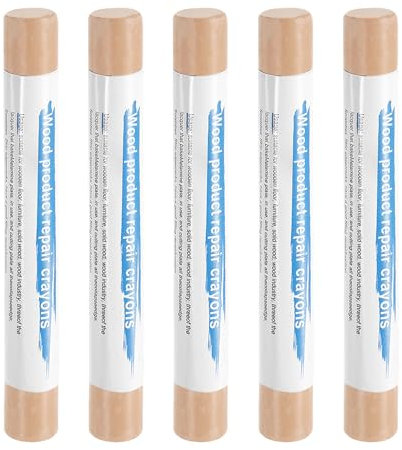 sourcing map 5pcs Wood Filler Sticks Wooden Wax Touch Up Furniture Repair Crayons for Scratch Hole Wood, Dusty Pink