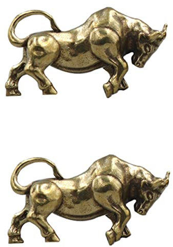 jojofuny 2stücke Teiliges Vintage-stierkampf Anhänger Dekorativer Retro-messing Schlüsselanhänger Feine Politur Glatte Oberfläche Langlebiges Messing Stilvolle Diy Schmuckanhänger Perfektes