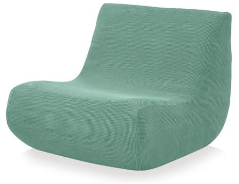 FANSU Stretch Lazy Sofabezug Ohne Armlehnen 1 Sitzer aus Jacquardstoff, Einfarbiger Sofa Überzug Couchbezug Sofaüberwurf Waschbar Anti-Katzenkratzen Sofaschoner für Wohnzimmer (Grün)