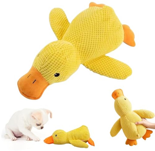 APODESS Anti Stress Ente Hund,Ente Hundespielzeug Anti Stress Spielzeug Quietschspielzeug Hund Kuscheltier Interaktives Hundespielzeug Unzerstörbar für Kleine, Mittlere, Große Hunde (Gelb)