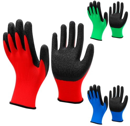 Ram® Gartenhandschuhe Rutschfest Latex Garten Rasen Handschuhe Reinigung Angeln Arbeitshandschuhe 3 Paar