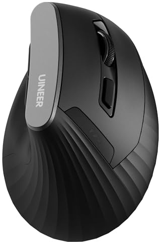 Uineer Ergonomic Wireless Vertical Mouse, Bluetooth 3-Mode Mouse | BT5.0/4.0 + 2.4G, 2400 DPI Optical Tracking, Up to 12-Month Battery Life, Laptop, Desktop & PC