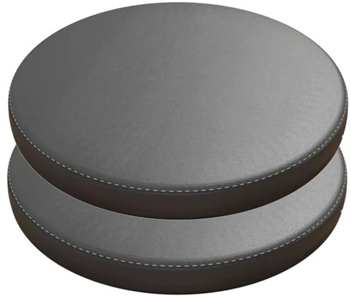 Fasheepfa Wasserdichte, runde Stuhlkissen, Set mit 1, 2 oder 4 Packungen für drinnen und draußen, Garten, Terrasse, Bistro und Büro, Dunkelgrau, 35 cm (2 Stück)