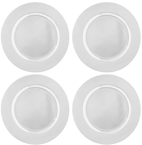 Daniel James Metallic Charger Plates - 33cm Round Reusable Dining Table Setting Plates for Christmas Party, Celebration, Weddings & Table Décor Placemat - Pack of 4, 8 or 12 (4, White (Solid))