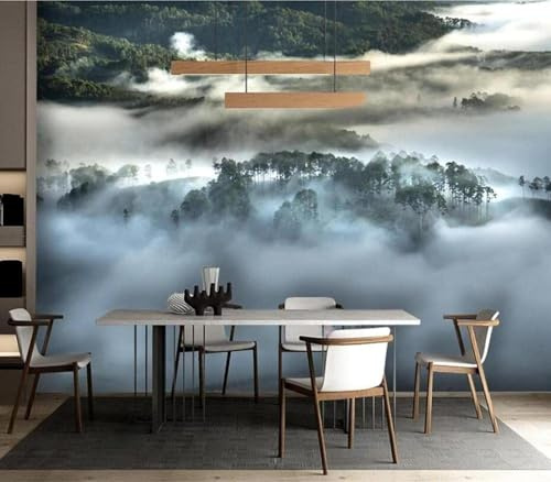 Minimaliste Tridimensionnel Vert Forêt Brume Papier Peint 3D Installation Facile Intissé Tapisserie Bureau Salon Canapé Chambre Décoration Murale-300cm×210cm