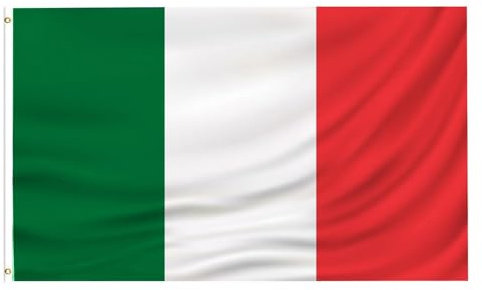 Bandiera dell'Italia, 90 x 150 cm, con occhielli in ottone, per interni ed esterni, resistente alle intemperie e 100% poliestere, ideale per tutti gli amanti delle bandiere