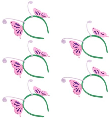 TOGEVAL 5 Stück Teiliges Schmetterling Haarreifen Weiche Insekten Kostüm Accessoires Bequeme Antennen Haarbänder für Geburtstage Fasching Cosplay und Kinderpartys