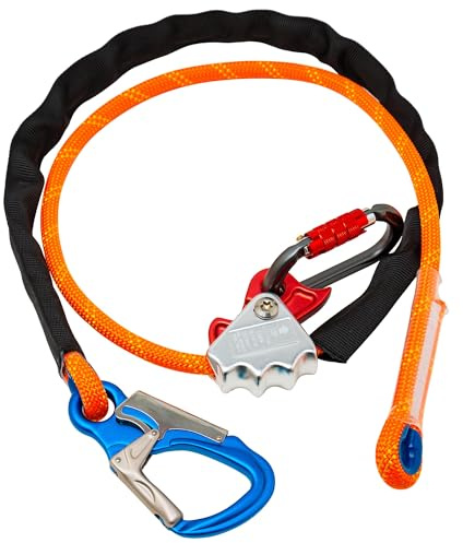 Flip-Leine-Set 3M,Sicherheitsleine,verstellbare Seilklemmbremse,Auffanggurt | Durchmesser 12mm, mit verschleißfester Hülse ausgestattet, CE zertifiziert, EN358, geeignet für hohe Höhenbetriebe