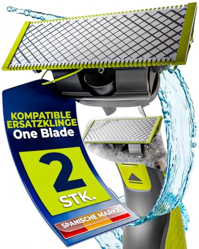 Ersatzklingen Kompatibel mit One Blade – Präzisions-Rasierkopf für Herren – Passend für QP2520 QP2530 QP2630 QP6510 QP6520 – (PACK 2)