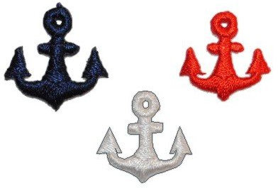 alles-meine.de GmbH 3 TLG. Set Anker 2 cm * 2 cm Bügelbild groß Maritim Matrose Meer Schiffsanker Aufnäher Applikation