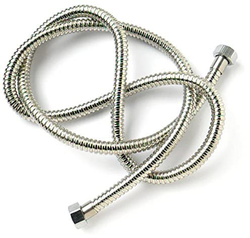 Merriway BH00880 1,5 m x 11 mm Verchromter Brauseschlauch mit sechseckiger Manschette, Weiß