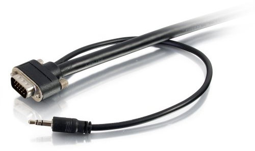 C2G 50228 Select VGA + cable de audio y video estéreo de 3,5 mm M/M, clasificación CMG en pared, negro (25 pies, 7,62 metros)