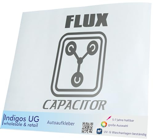 INDIGOS UG Aufkleber - Autoaufkleber - JDM - Die Cut - Auto - 170x120 mm - Flux Capacitor - Silber - Heckscheibe - Heckscheibenaufkleber - Sticker - Tuning