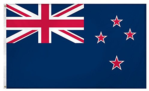 SHATCHI New Zealand All Blacks Kiwi National Flag Cricket Football Rugby Supporters Eyelets Large 5 x 3ft 150cm x 90cm, Polyester