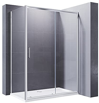 ELEGANT 1100 x 800 mm Sliding Shower Enclosure 8mm Easy Clean Glass Shower Cubicle Door + Side Panel