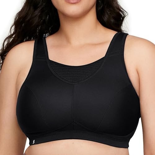 Glamorise Damen Hochleistungs Bustier Sport-BH, Schwarz,110H