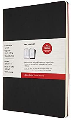 Moleskine - Cahier Journal Subject, 2er Set Notizbücher zur Notizenerstellung - Kartoneinband, Sichtbare Stickereien - A4-Format 21 x 29.7 cm - Schwarz & Cranberry Red, 160 Seiten