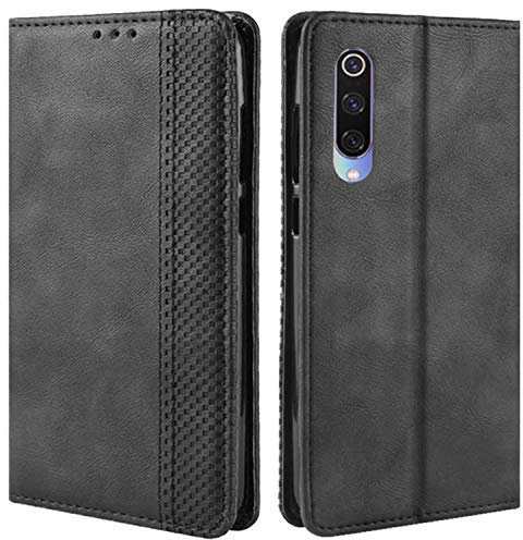 HualuBro Cover per Xiaomi Mi 9 SE, Flip Case in PU Pelle Premium Portafoglio Cover [Funzione Stand] [Slot Carte] Leather Wallet Phone Custodia per Xiaomi Mi 9 SE 2019 (Nero)