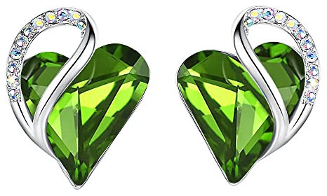 Leafael Infinity Liebe Herz Geburtsstein Ohrringe für Frauen, Kristall-Ohrstecker mit Premium-Kristallen, Allergie-freien Schmuck für Frauen mit Geschenk-Box, Silber-Ton Geburtsstein damenohrringe