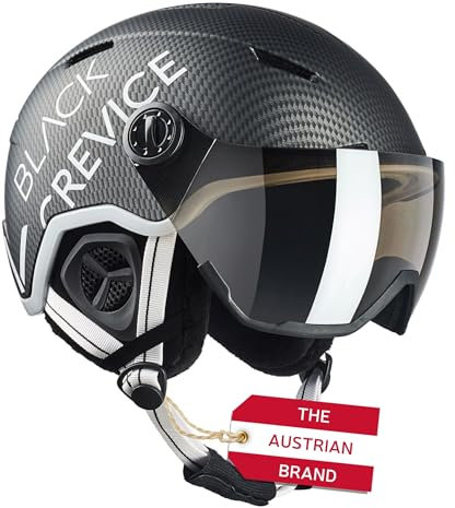 Black Crevice Skihelm Vail mit Visier, matt schwarz Carbon/weiß, L (58-61 cm)…