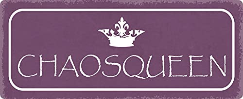 Blechschild 27x10cm gewölbt Chaosqueen Chaos Queen Sprüche Deko Geschenk Schild
