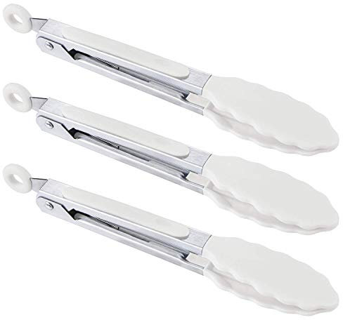 MSY BIGSUNNY Mini-Servierzange, Silikon Küchenzange, 17,8 cm, Schneewittchen, 3 Stück