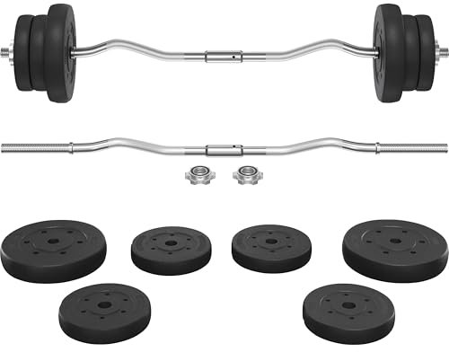 Topeakmart Curl Olympic Barbell Set Lifting Exercise Curl Bar Adjustable Olympic Plate Weight Sets Home Fitness Exercise Machines Weightlifting Equipment