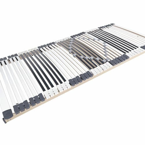Matratzen Perfekt Orthopädischer 7-Zonen Lattenrost starr – 90x200 cm 7,5 cm hoch 44 Leisten Härtegrad-Regulierung FERTIG MONTIERT bis 250 kg belastbar – Schichtholz für gesunden Schlaf
