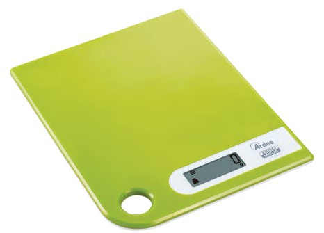 Ardes AR1PA1/V RAL Bilancia da Cucina Digitale, Modern Style con Foro Passante per Appenderla, Peso Max 5 kg, Verde, Acciaio