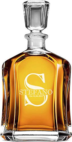 Decanter Whisky personalizzato, personalizzato inciso con nome, iniziale e anno, dimensione 700ml